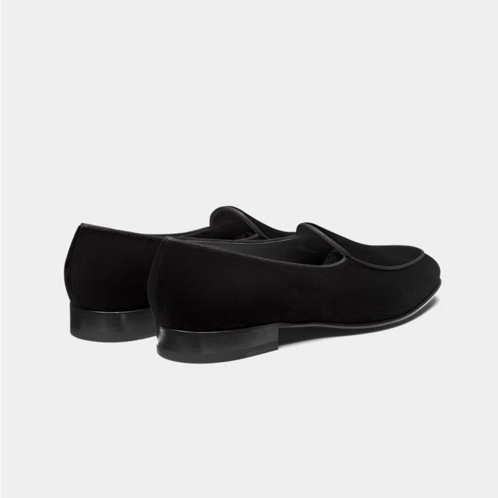 Suitsupply Black Velvet Slip-On Loafers - Brand New